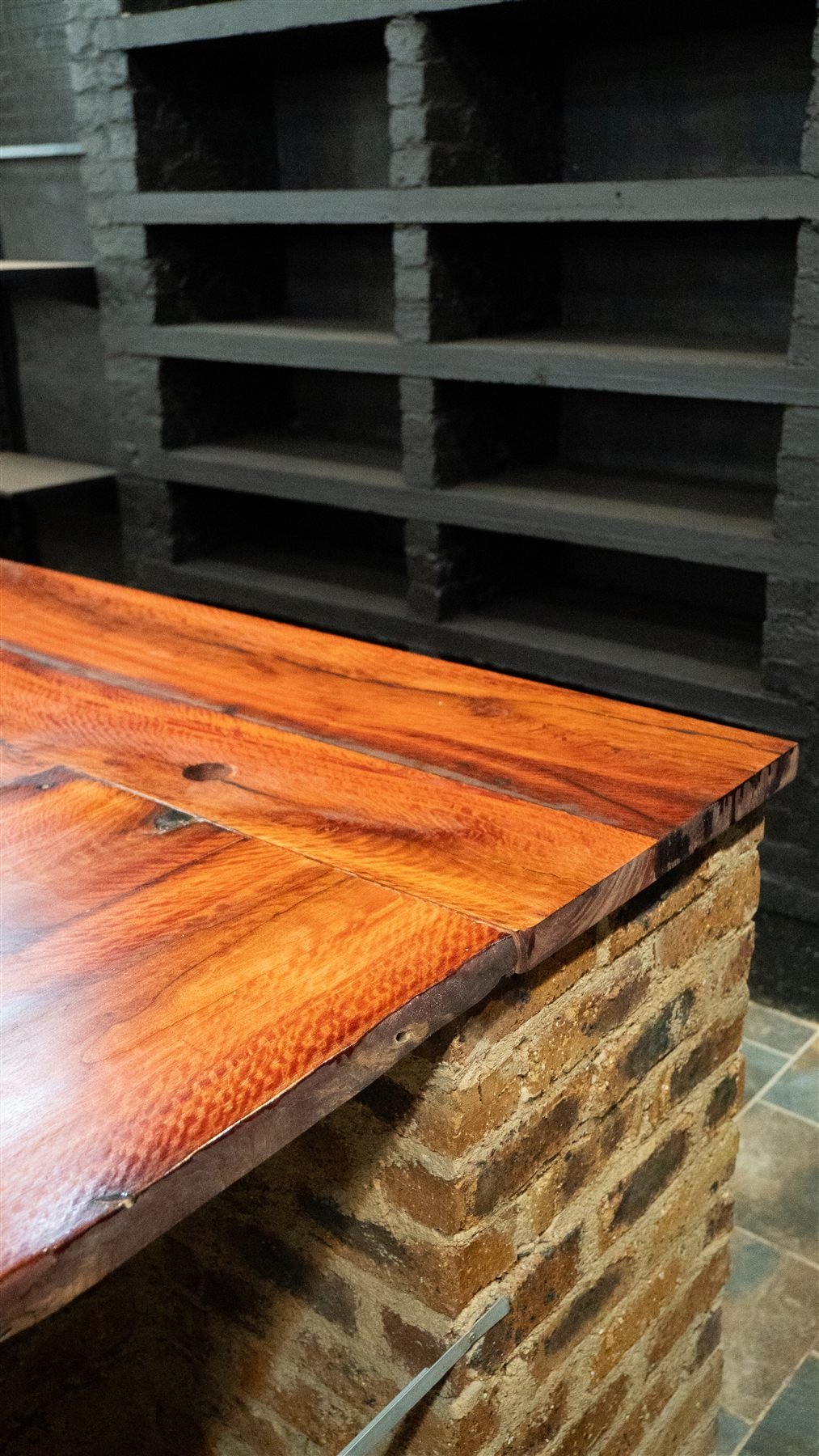 Custom hardwood gun room bar counter Gauteng — De Jager Wood Designs